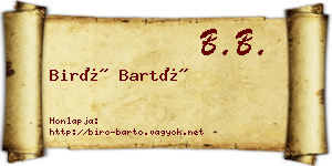 Biró Bartó névjegykártya